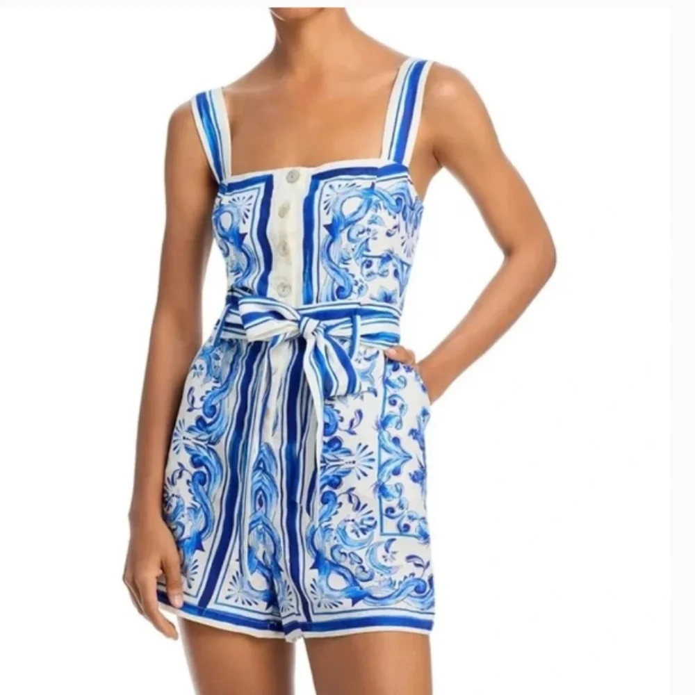 Farm Rio Blue Tiles romper - Picture 1 of 5